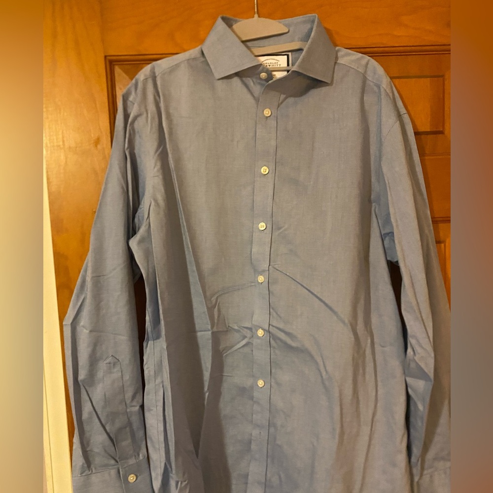 Charles Tyrwhittt dress shirt.  Light blue, long sleeve button down.